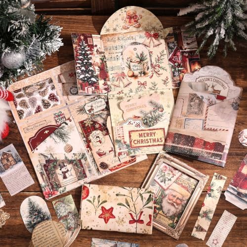 Vintage Christmas Scrapbooking Kit - 35 Large Material Paper for Journals - Image 2