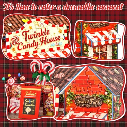 3D Puzzle for Adult,Twinkle Candy House Miniature Kit Building for Beginner - Image 3