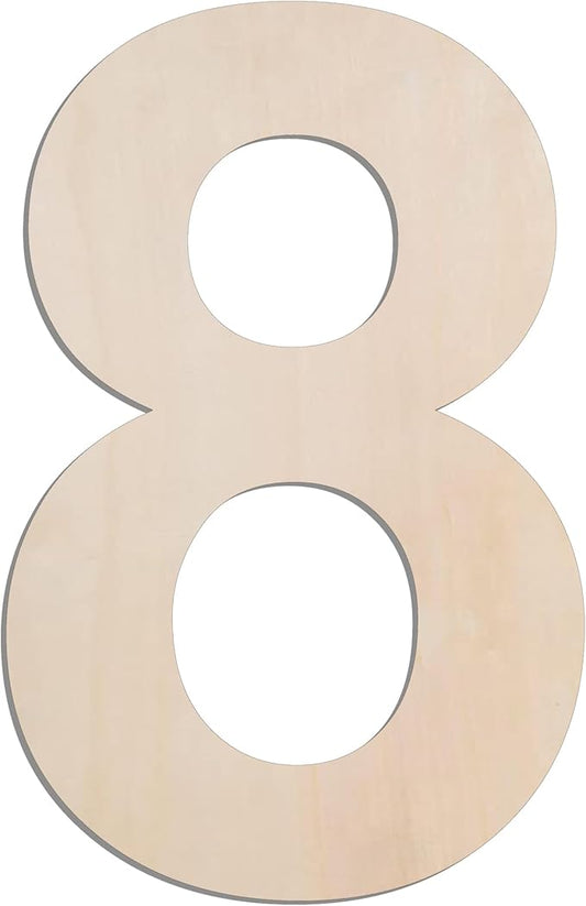 MGTECH 12 Inch Large Wooden Number 8, 1/4 in Thick Big Wood Number for Crafts and Wall Decor