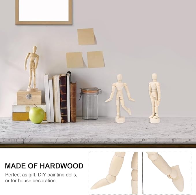 Artists Wooden Manikin Jointed Mannequin: 12 Pack 4.5 Inch Artist Mannequin Model Drawing Figure Model Wooden Mannequin Artist Manikin with Stand for Drawing Painting Desk Decoration