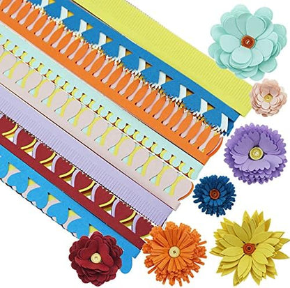 FAZHBARY 20 Inch / 50 CM Quilling Paper Flowers Kit Colorful 8 Different Petal Paper Quilling Strips Bulk for DIY Handmade Art Crafts - Image 3
