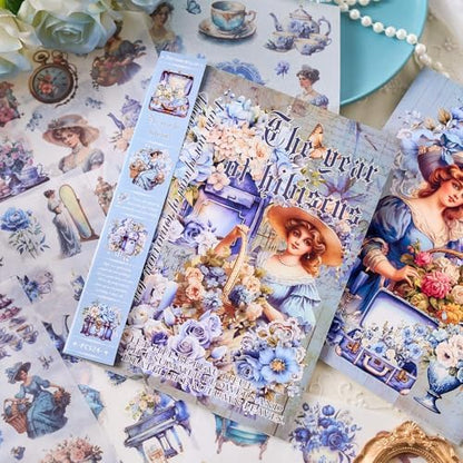 Vintage Scrapbooking Sticker Book, 450+ Pre-Cut Journaling Stickers for Adults Women, Junk Journal Supplies, Aesthetic Washi Stickers for Collage, Card Making, Planner, Lable and Art Paper Crafts by Ahmagen