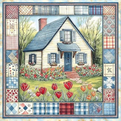 Country House Garden Stamped Cross Stitch Kits for Beginner 13.7x13.7 Inch by Mosaflare