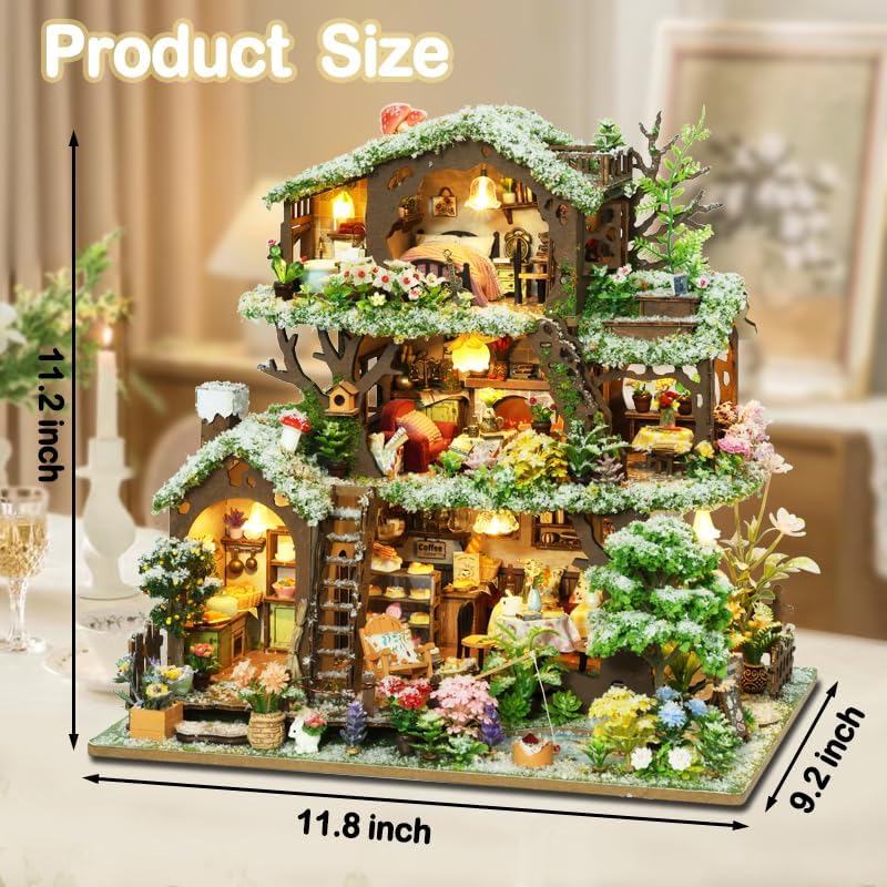 DIY Miniature House Kit for Adults with Music Box, Snowy Forest House - Image 2