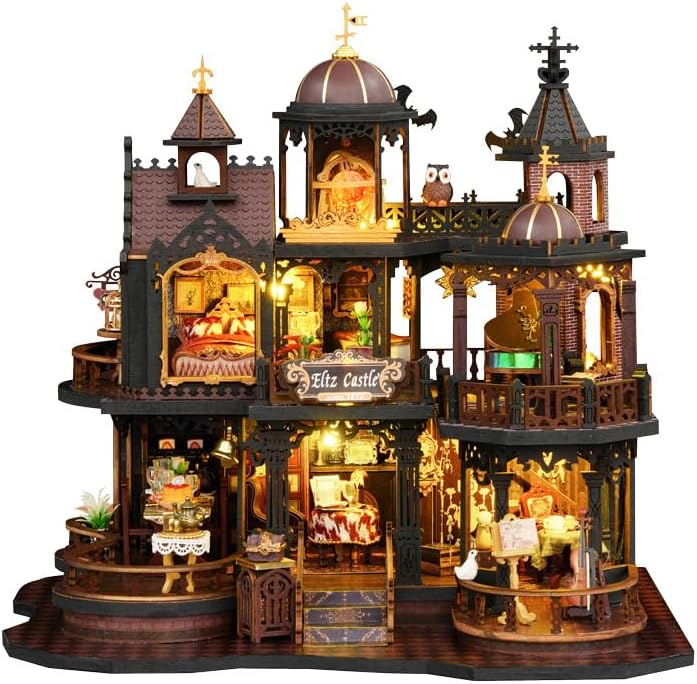 DIY Miniature Dollhouse Kit, Castle Tiny House Building Kit for Adults by Weservehomeforbetterlife