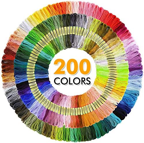 INSCRAFT 304 Pack Embroidery Kit, 200 Colors Threads, 5 Pcs Bamboo Embroidery Hoops, 2 Pcs Aida Cloth, Instructions, Bag and Cross Stitch Tools Set, Hand Embroidery Starter Kit for Beginners Adults - Image 2