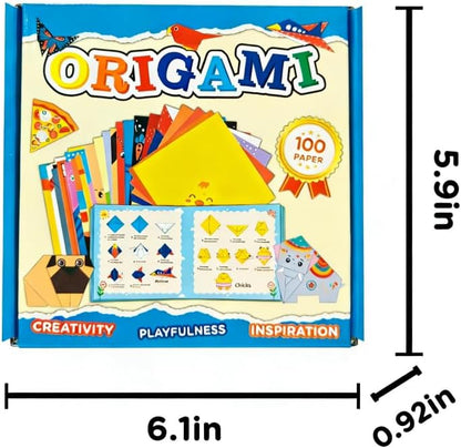 Origami Kit for Kids Ages 5-8 8-12, 100 Sheets Double Sided Colorful Folding Paper (45 Patterns×2+10Blank) with Clear Guiding Book, Animals Dinosaur Art Activity DIY Craft Set Gift for Girls Boys - Image 3