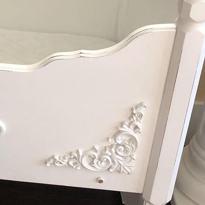 4PCS Corner Wooden Carving Decal Unpainted Wood Appliques Onlays DIY Wood Carved Furniture Appliques Onlays for Wall Bed Door Wardrobe Cabinet Furniture Decoration(02,15x15cm/5.91x5.91inch)