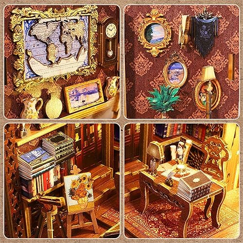 ISSEVE Book Nook Kit, DIY Dollhouse Booknook Kits Bookshelf Insert Décor - Image 3