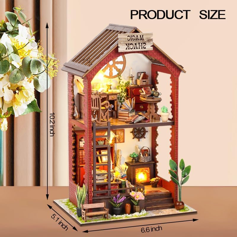 DIY Book Nook Kit, Miniature Dollhouse Booknook Kit with Light, Library - Image 2