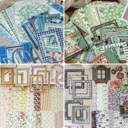 180 Pcs Floral Scrapbooking Paper & Animal Stickers, Embossed Scrapbook Window Frames, 4 Packs Junk Journal Scrapbooking Supplies Kit for Journaling, Embellishments, Card by Flartmo