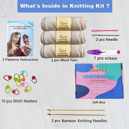 Kaaper Beginner Knitting Kit for Adults, Learn to Knit Crochet Starter Kit - Image 6