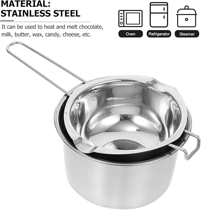 Sewroro Double Boiler Set - Stainless Steel Chocolate Melting Pot for Chocolate, Soap, Wax, Candle (600ml)