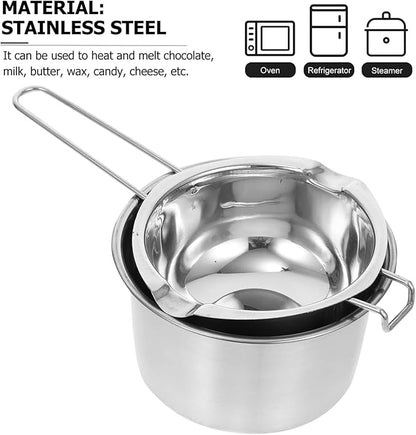 Sewroro Double Boiler Set - Stainless Steel Chocolate Melting Pot for Chocolate, Soap, Wax, Candle (600ml)