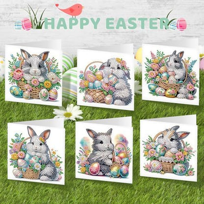 6pcs Diamond Painting Kit Greeting Card, Rabbit 5D DIY Diamond Handmade Holiday Greeting Card with Envelope, Christmas Gift Congratulations - Image 7