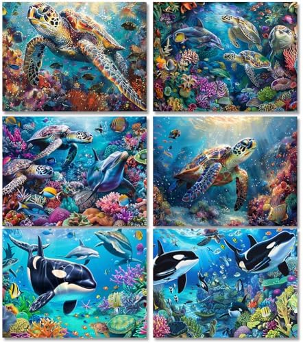 DOTSOPS6 Pcs Turtle Dolphin Diamond Painting Kits Art Adults Painting Kits by DOTSOPS