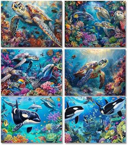 DOTSOPS6 Pcs Turtle Dolphin Diamond Painting Kits Art Adults Painting Kits by DOTSOPS