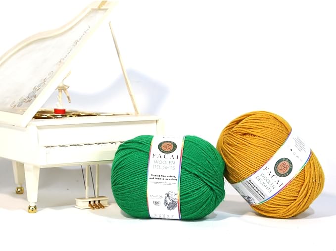 Facai Blend Merino Wool Yarn for Knitting - Worsted Weight,197yds (3.5oz) Ball, Ideal for Sweaters, Scarves, and Accessories (1, Greener)