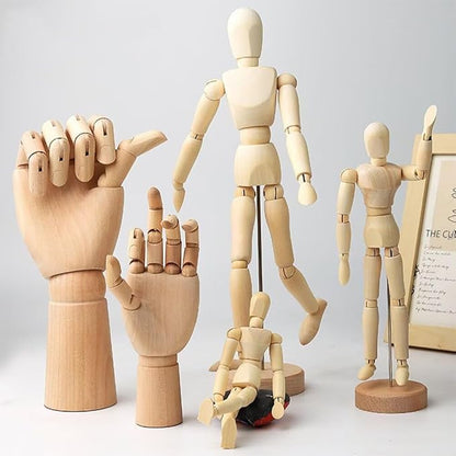 SEEK RARE 12.4 Inch Artists Wooden Manikin Flexible Body Joints Human Figure Puppet Model Wood Male Mannequin Ornament Stand for Home Office Desk Decor Sketching Drawing Painting