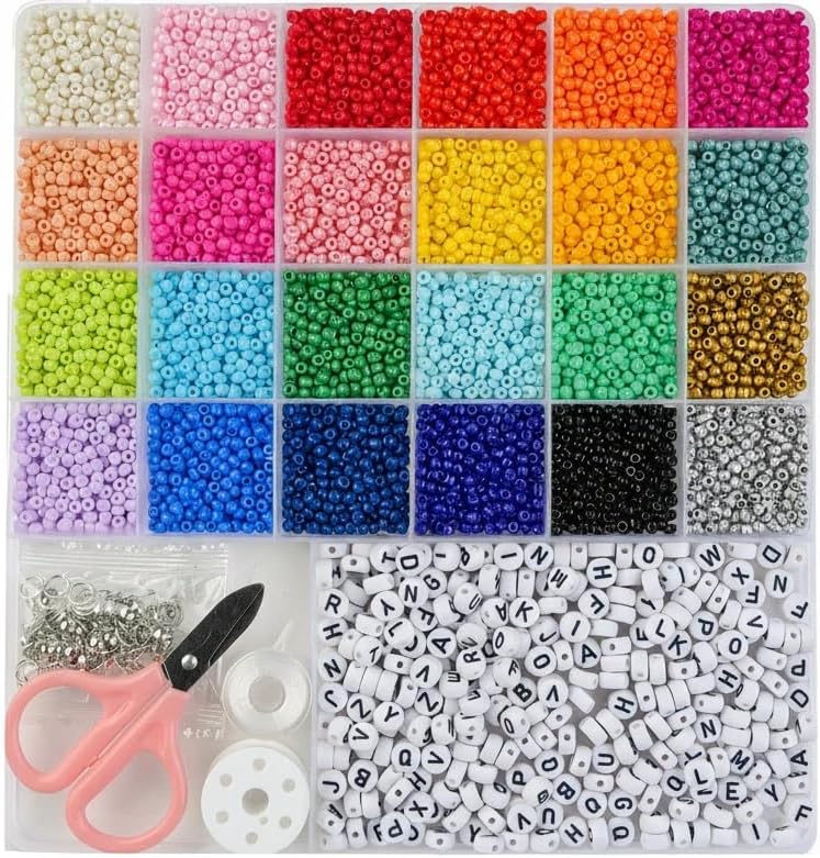 6380 PCS Jewelry Making Kit for Girls Ages 6-12 – nikkiGuo Seed Beads Clay Beads UV Color Changing Glow in the Dark Pony Beads Letter Beads Charms Tools Gift Box Bracelet Making Kit for Kids Teens - Image 6