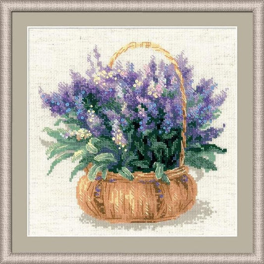 RIOLIS - French Lavender 1404, Cross Stitch Kits 9¾"x9¾, Cross Stitch Kits for Adults, Counted Cross Stitch Kits, Embroidery Kit for Beginners & Advanced, Floral Crossstitching Kits