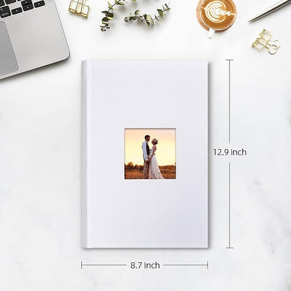 Mublalbum Photo Album 4x6 300 Photos Linen Cover with Memo Areas Photobook Pictures Book for Wedding Family Baby and Vacation (White)