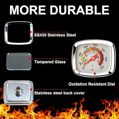 Mini Custom Grill Thermometer BBQ Thermometer for Grill Smoker Temperature Gauge for Meat Cooking Port Lamb Beef, Small Stainless Steel Temp Gauge, White CloudHand