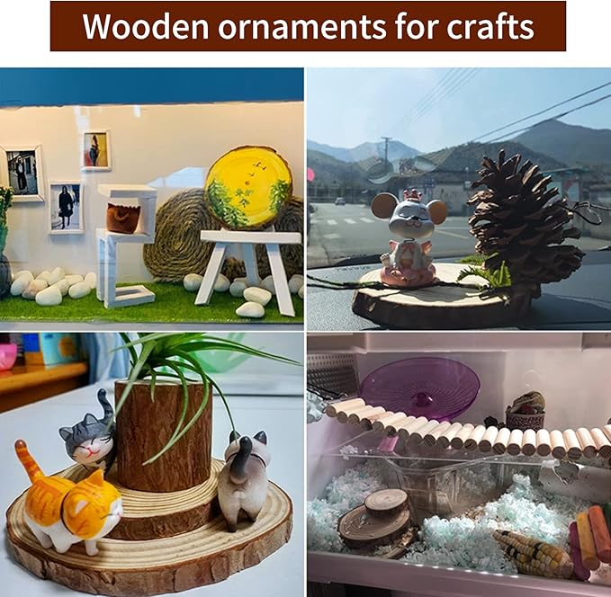 Acrux7 100 PCS Natural Wood Slices for Painting, 2.4-2.8 Inch Unfinished Wood Slices Predrilled with Hole, Round Wooden Slices for DIY Crafts, Arts, Christmas Ornaments, Coaster, Home Decoration