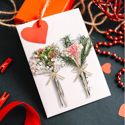 12/24 Pack Dried Flowers for Vase Various Mini Bouquet Dried Small Wildflowers Natural Real Flowers Bulk for Crafts DIY Wedding Decor (12, Pink)