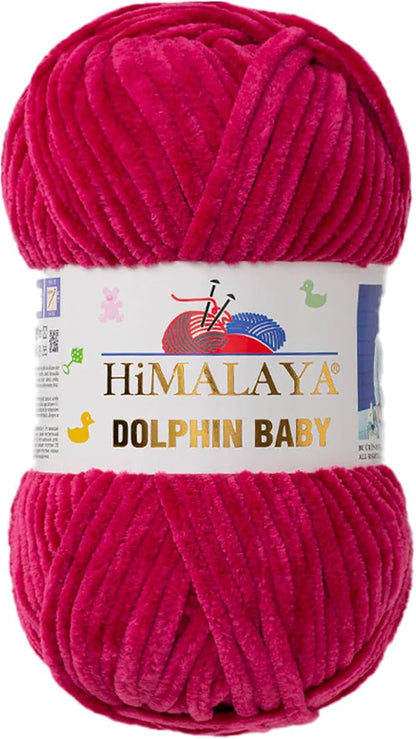 1 Skein/Pack Himalaya Dolphin Baby Chenille Yarn, Each Ball 100 gr (3.5 oz), 120 m (132 Yards), 100% Polyester, Super Bulky Baby Blanket Velvet Amigurumi Yarn, 80310 - Dark Fuchsia