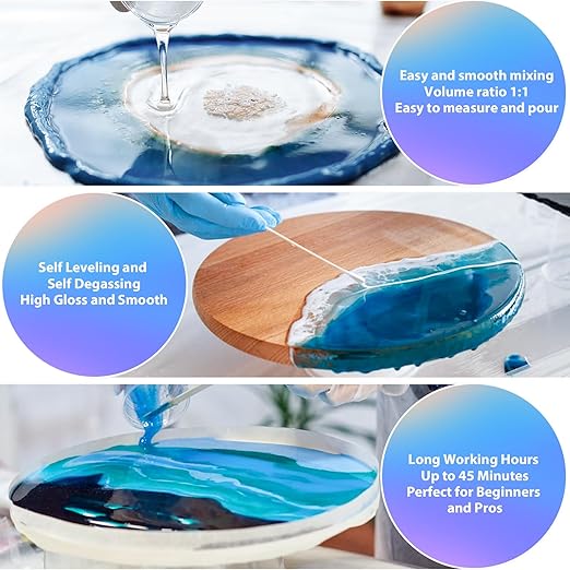 Pnente Artist-Grade Epoxy Resin – Self-Leveling, Zero Bubbles & 5-Year UV Guard for River Tables, Jewelry, Resin Art – Beginner-Friendly 1:1 Mix, Non-Toxic & Non-Yellowing (16oz)