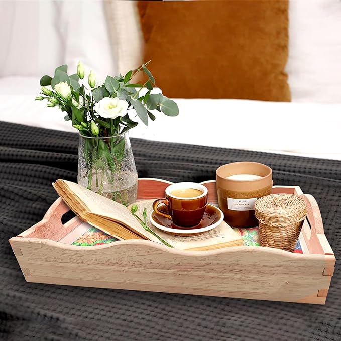 FGbaby DIY 5D Parrot Diamond Painting Wood Serving Tray with Handles Diamond Art Decorative Serving Trays Wooden Tray for Breakfast in Bed, Patio, BBQ, Coffee Table, Party –Great for Lap & Couch