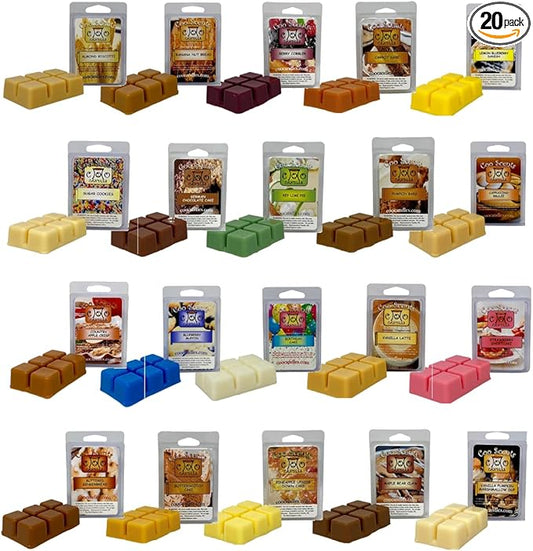 Scented Wax Melts Bar Cubes - 20 Pack - The Ultimate Bakery Set - Made in The USA - Wax Bars Wax Cubes for Scented Wax melt Warmer