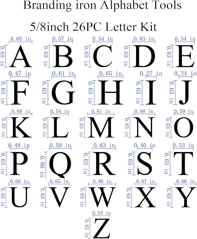 26 Pcs 5/8" Wood Burning Alphabet Letters Kit, Wood Burning Letter Stamps for Wood Branding Leather Crafting, Ideal Wood Burner Letters Gifts for Christmas Wedding Birthday Party