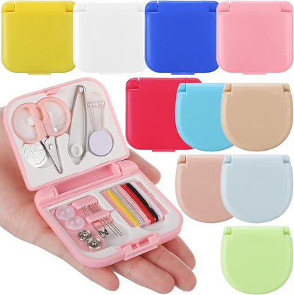 Daifunli 10 Pcs Min Travel Sewing Kit in Bulk Portable Emergency Sewing Repair Kit with Threads Scissors Needles for Beginner Traveler Hotel Charity