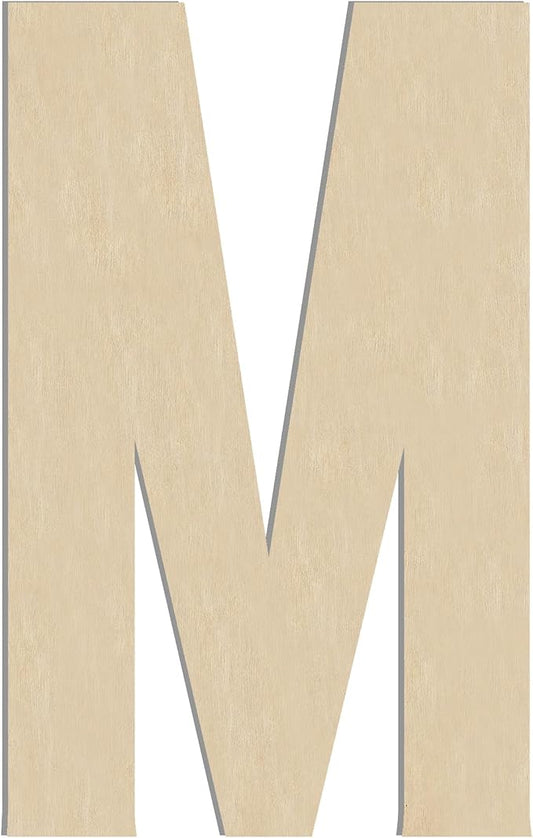 HILAZA 17 Inch Large Wooden Letter M, 1/4 in Thick Big Wood Letter for Wall Decor Crafts