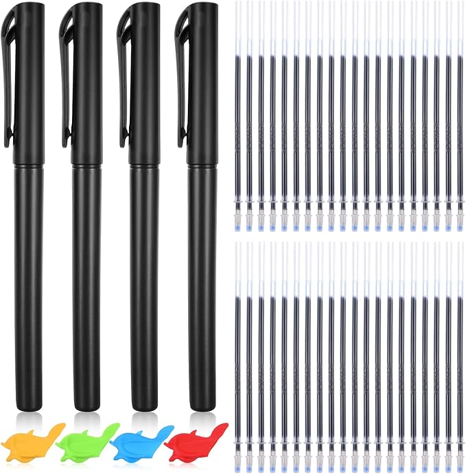 KFHENSOMR Magic Pens & Refills for Magic Practice Copybook, Grooved Handwriting Book Invisible Ink Pen Maker with Writing Grip, Reusable Workbooks Disappearing Ink Pen for 3-5 Drawing