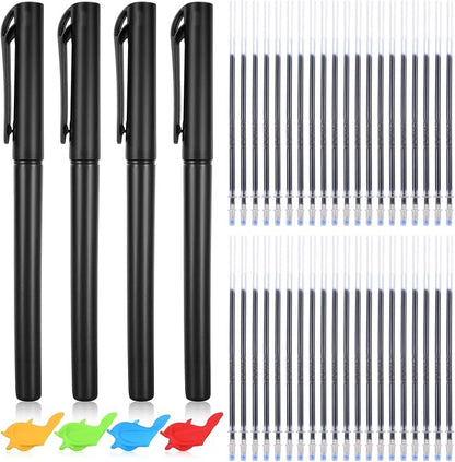 KFHENSOMR Magic Pens & Refills for Magic Practice Copybook, Grooved Handwriting Book Invisible Ink Pen Maker with Writing Grip, Reusable Workbooks Disappearing Ink Pen for 3-5 Drawing