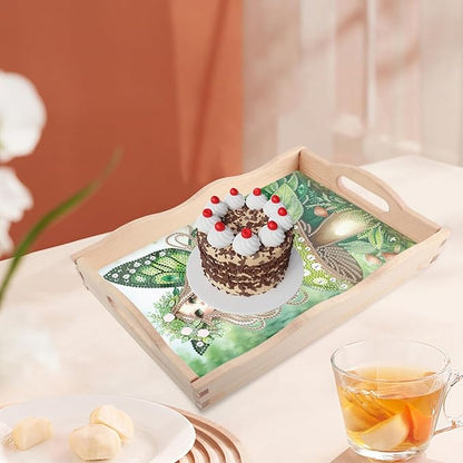 JISHSHAY Elf Fairy Diamond Art Serving Tray Diamond Painting Food Tray Gem Art Serving Platter Gem Painting Mosaic Kits for Adults DIY Kits for Adults, with Wood Handle 20×30cm/7.87×11.81in