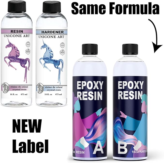 Epoxy Resin Craft Kit 32 Oz - Clear, Non-Toxic, UV Resistant, High Gloss, Odor-Free - Includes 16 Oz Resin & Hardener - Ideal for Art & Craft Projects