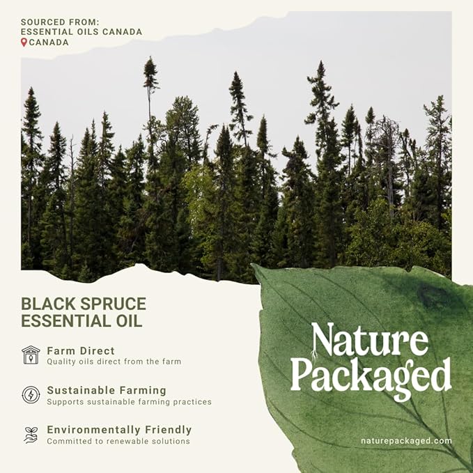 Nature Packaged Black Spruce Essential Oil from Canada - Pure Essential Oils for Diffuser, Humidifier, or Aromatherapy- Fresh & Forest-Like | Pure Therapeutic Grade (8oz)