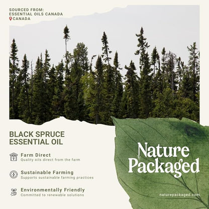 Nature Packaged Black Spruce Essential Oil from Canada - Pure Essential Oils for Diffuser, Humidifier, or Aromatherapy- Fresh & Forest-Like | Pure Therapeutic Grade (8oz)