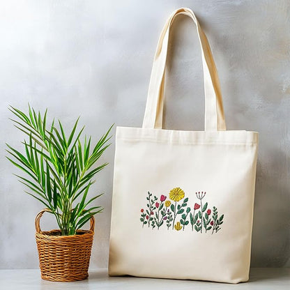 ORIGACH 4 Sheets 12 Pcs Water Soluble Embroidery Patterns Stabilizers - Pre-Printed Wildflowers & Flowering Shrubs Designs - Stick & Stitch Embroidery Paper for Hand Sewing Lovers