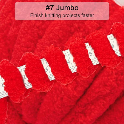ERLYEEN Chenille Chunky Yarn Super Bulky Soft Thick Fluffy Jumbo Giant Washable Polyester Big Yarn DIY for Arm Knit Blanket Cushion Bed Sofa Home Decor,Red,0.55LB
