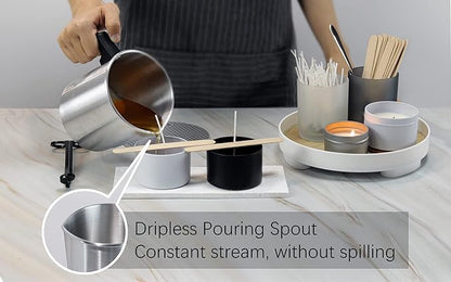 Aroparc Candle Making Pouring Pot, 1200ml / 40 oz Double Boiler Wax Melting Pot, 2lb Pouring Pitcher for Candle Making with Spoon, Wick Centering Device, Heat Resistant Mat