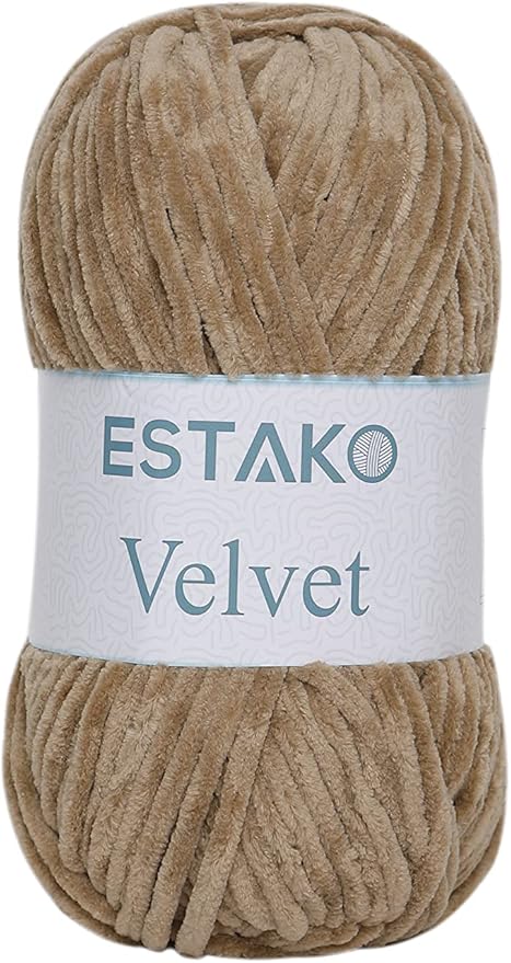 Estako Velvet Chenille Blanket amigurumi Yarn for Crocheting and Knitting Super Bulky 100 gr (132 yds) (1430 - Camel)