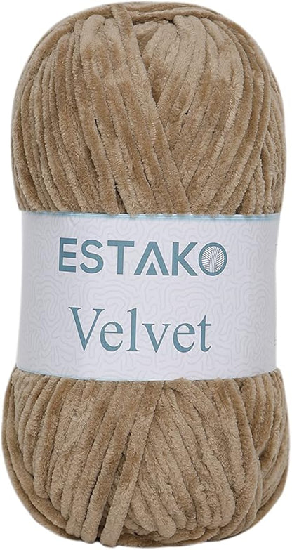 Estako Velvet Chenille Blanket amigurumi Yarn for Crocheting and Knitting Super Bulky 100 gr (132 yds) (1430 - Camel)