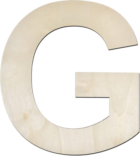 12 Inch Wooden Letter G, 1/4 Inch Thick Large Unfinished Wood Letter for Home Wall Decor, DIY Crafts
