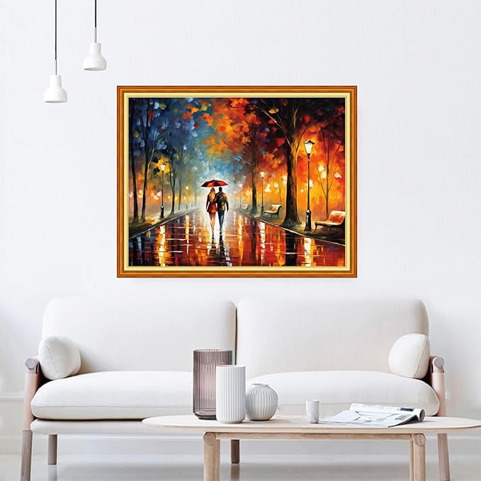 DMCVIVR Stamped Cross Stitch Kits for Beginners Adults Needlepoint Kits for Beginners Embroidery Kits for Adults Crossstitch Kit for Beginners 11CT-Romantic Night Scenery 16x20 inchs