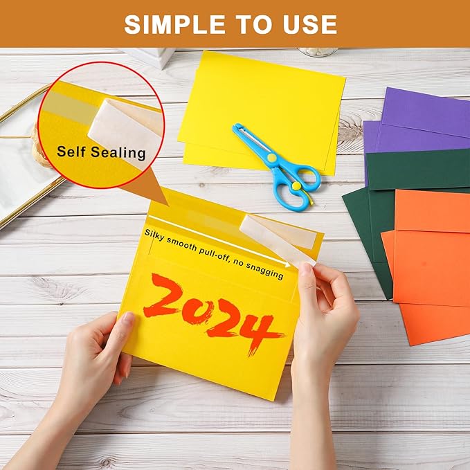 10 Assorted Colors Blank Flat Cards and Envelopes 5 x 7 Heavyweight Single Panel Cardstock and A7 Envelopes Printable Self Seal 20 Packs for Wedding Invitations, Birthday, DIY Greeting Cards